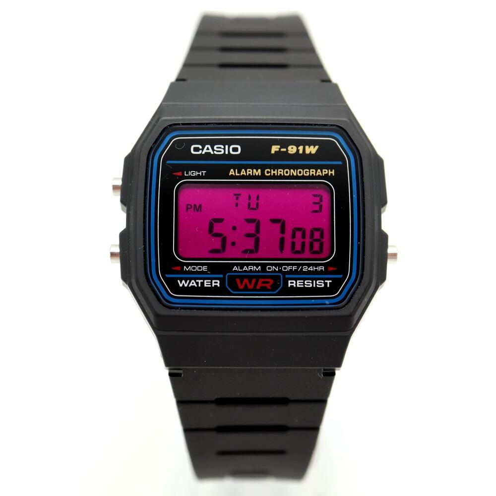 Casio F-91W Custom Mod UPGRADED BACKLIGHT Color Screen Purple Digital Watch